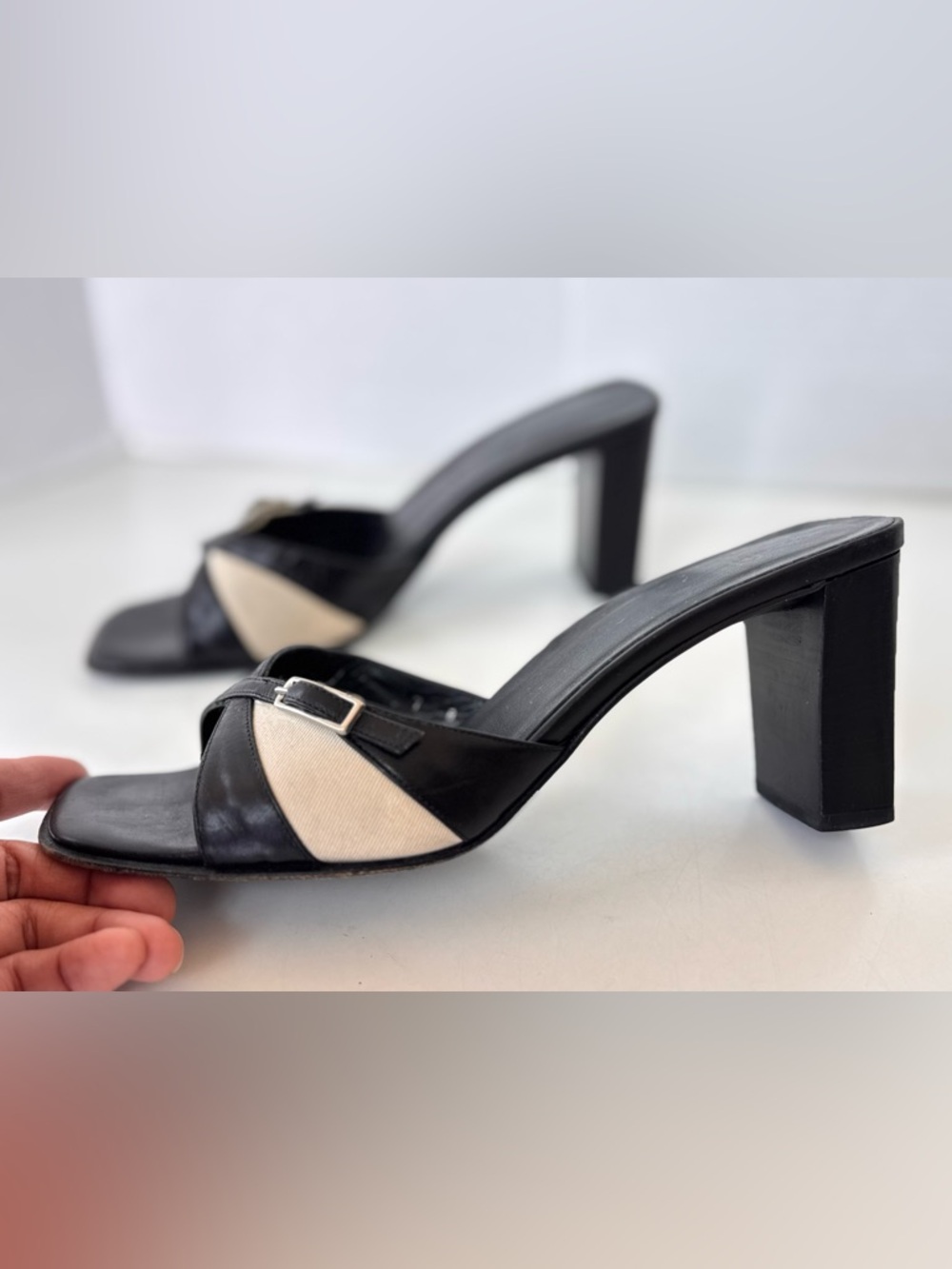 vintage 90s y2k coach slip on buckle slip on mule heel sandals shoes size 7 - Picture 8 of 15